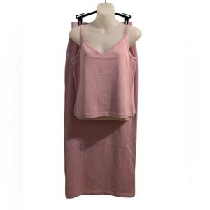 St. John Soft Pink Knit Top and Skirt Set Size Small